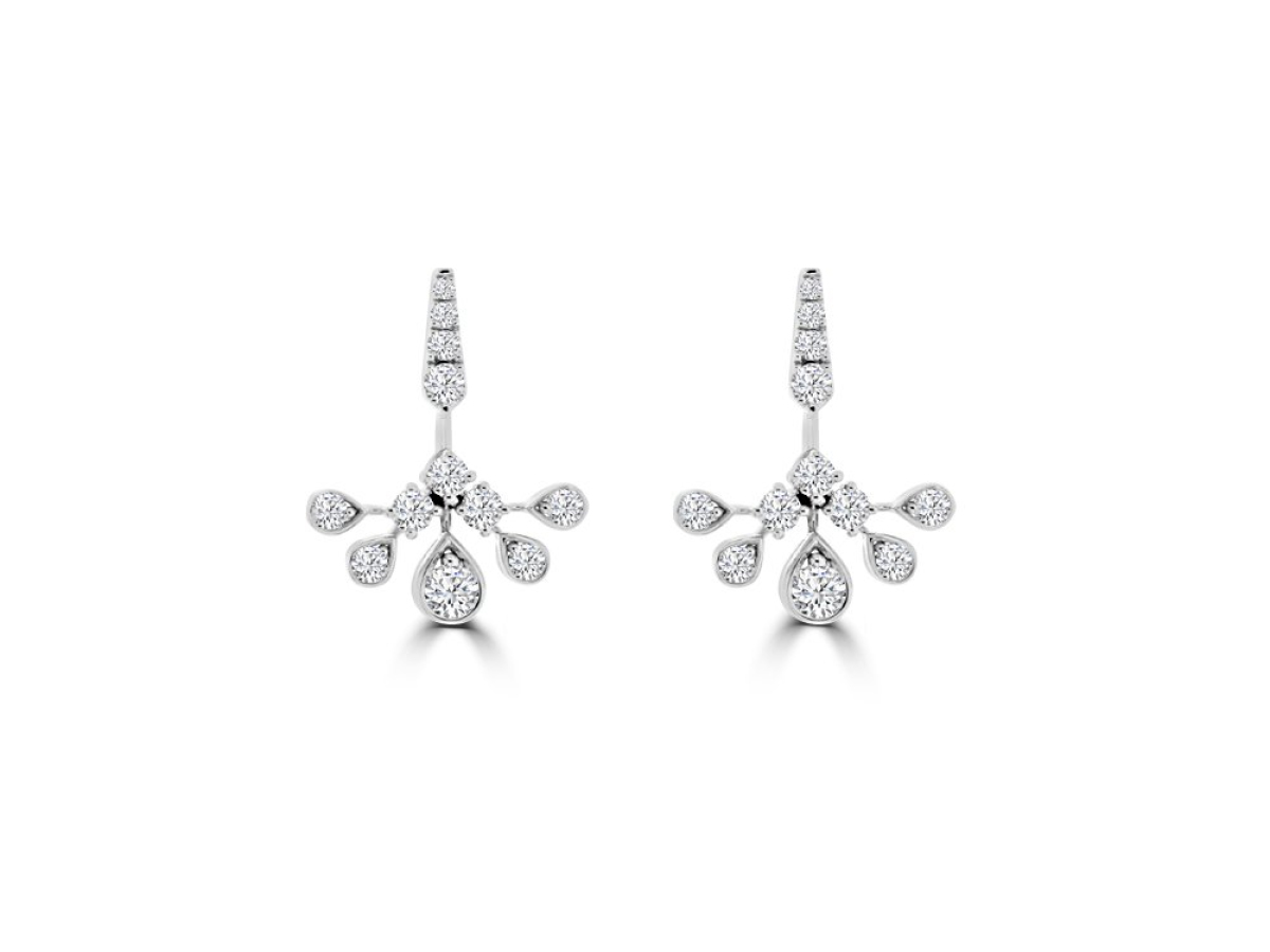 Diamond Starlight Chandelier Stud Earrings in 18K White Gold
