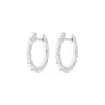 Diamond Geometric Pattern Reversible Hoop Earrings in 18K White Gold