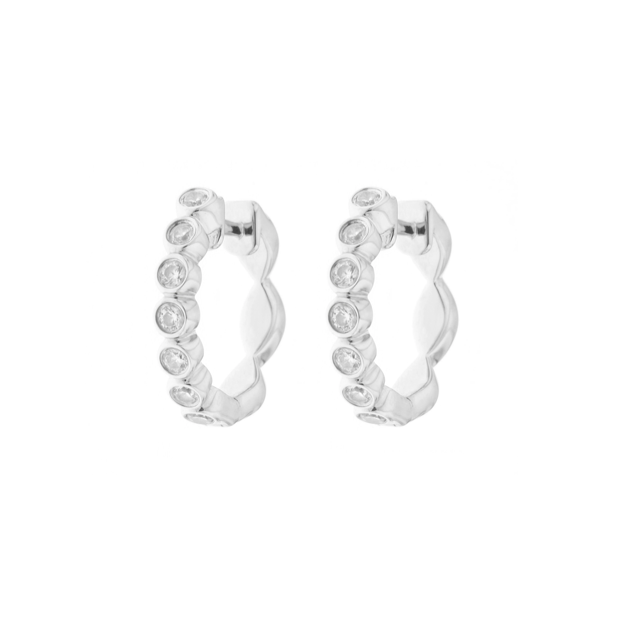Diamond Geometric Pattern Reversible Hoop Earrings