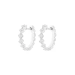 Diamond Geometric Pattern Reversible Hoop Earrings in 18K White Gold