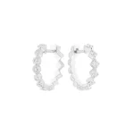Diamond Geometric Pattern Reversible Hoop Earrings in 18K White Gold
