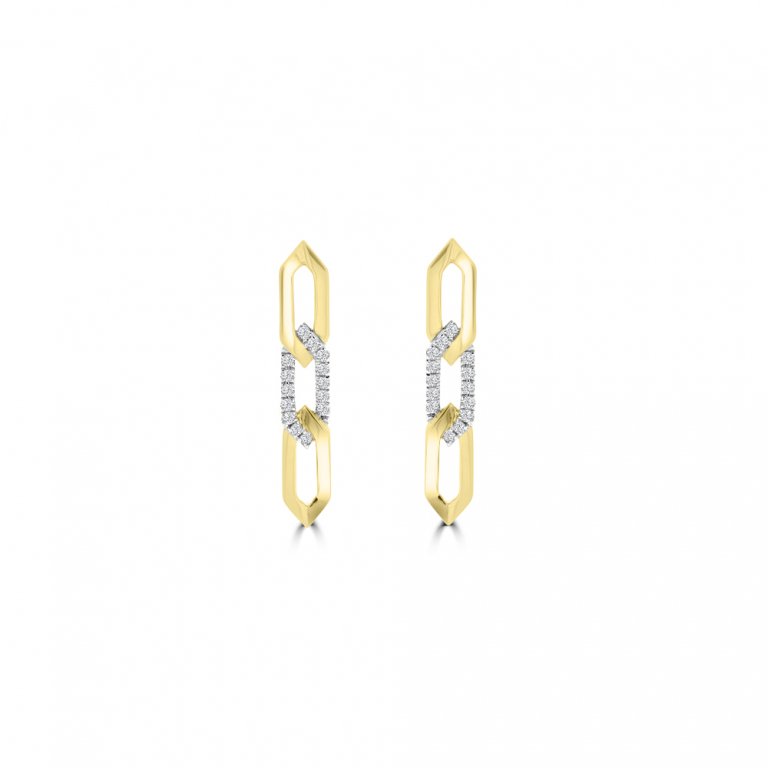 Diamond Vertical Links Earrings in 18K Yellow Gold