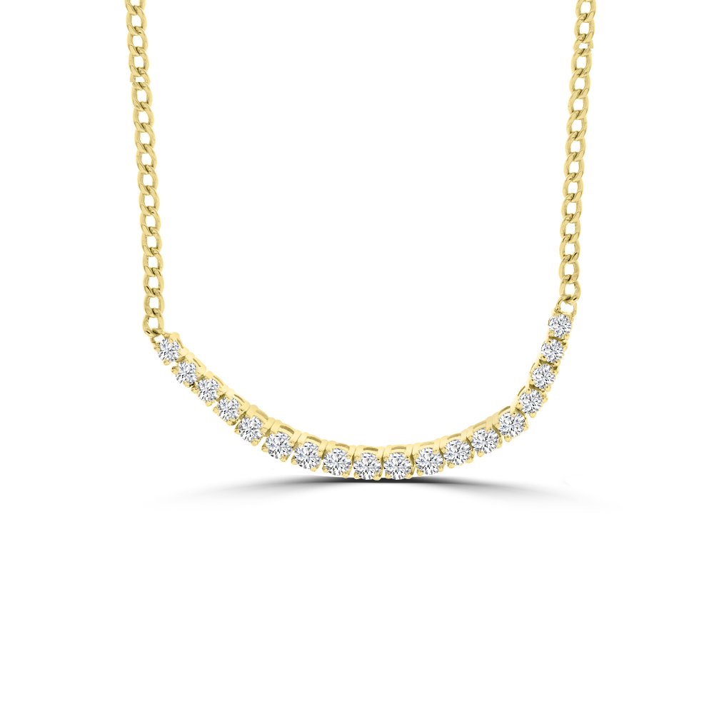 Diamond Curve Bar Necklace in 18K Yellow Gold