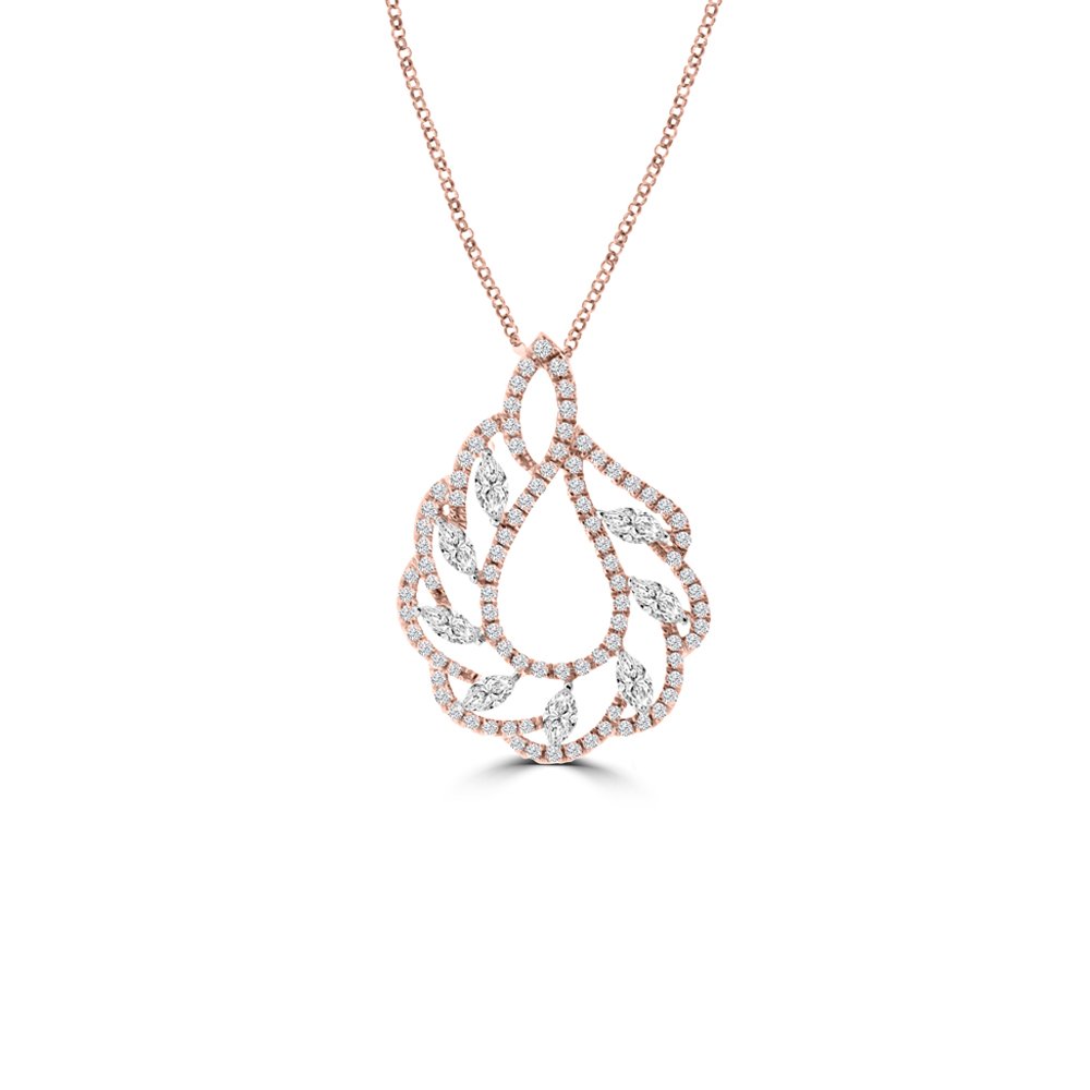 Marquise Diamond Dewdrop Lace Pendant with Chain