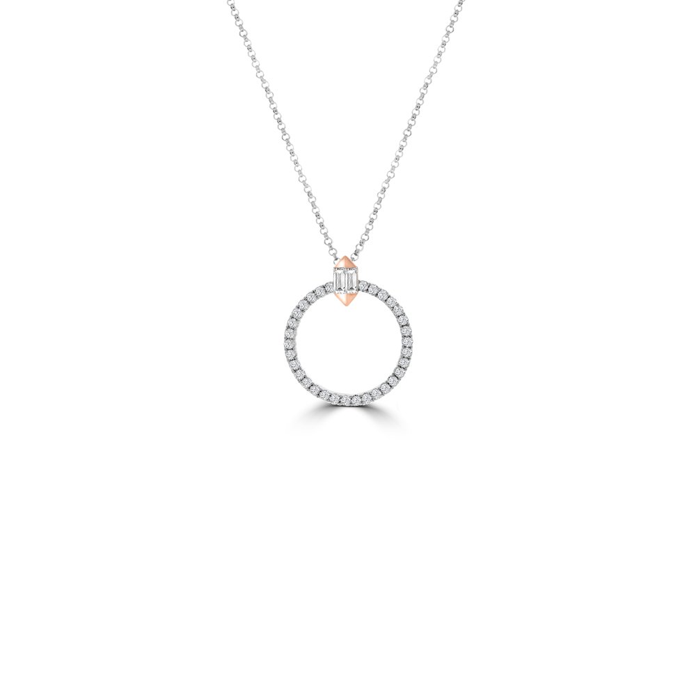Diamond Polygon Open Circle Pendant with Chain