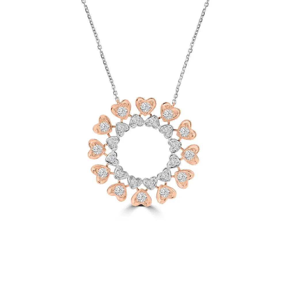 Diamond Heart Pattern Fancy Halo Pendant with Chain (31mm)