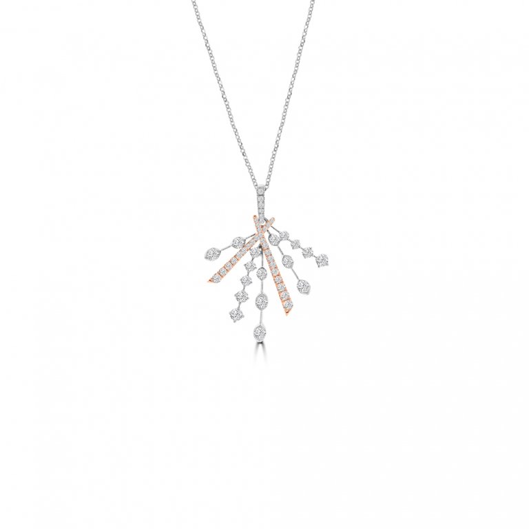 Diamond Starlight Chandelier Pendant with Chain in 18K White Gold, 18K Rose Gold
