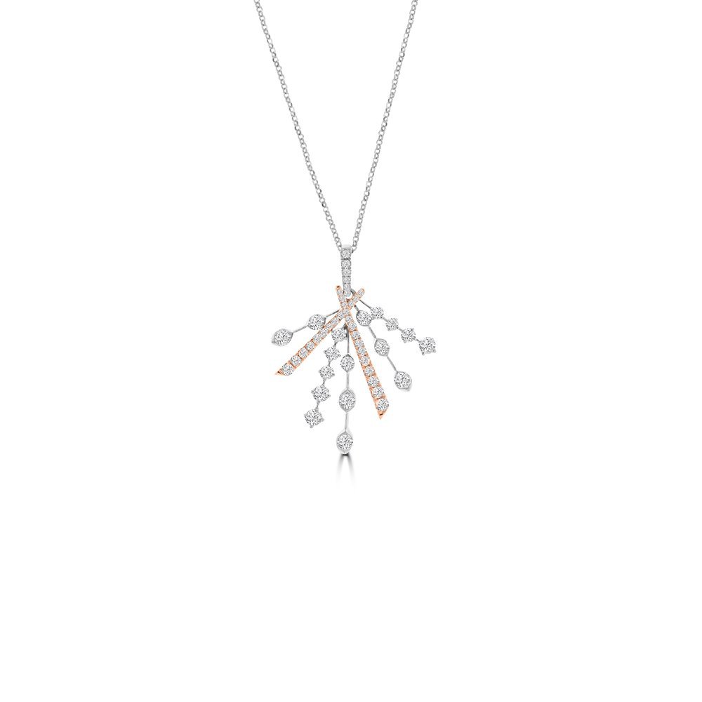 Diamond Starlight Chandelier Pendant with Chain in 18K White Gold, 18K Rose Gold