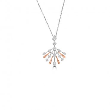 Diamond Starlight Chandelier Pendant with Chain in 18K White Gold, 18K Rose Gold