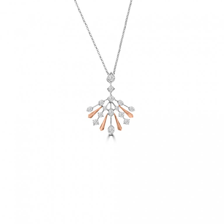 Diamond Starlight Chandelier Pendant with Chain in 18K White Gold, 18K Rose Gold