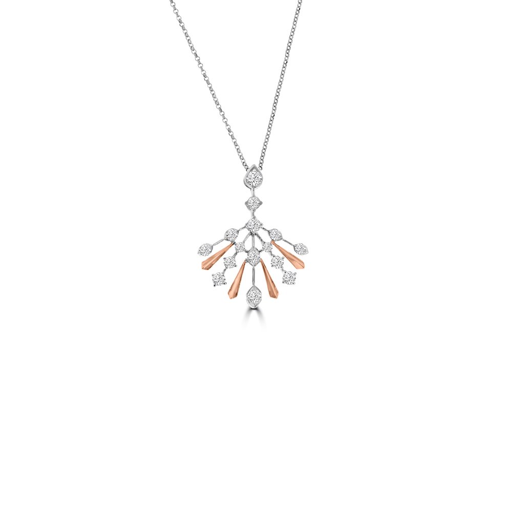 Diamond Starlight Chandelier Pendant with Chain in 18K White Gold, 18K Rose Gold