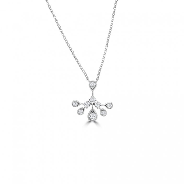 Diamond Starlight Chandelier Pendant with Chain in 18K White Gold