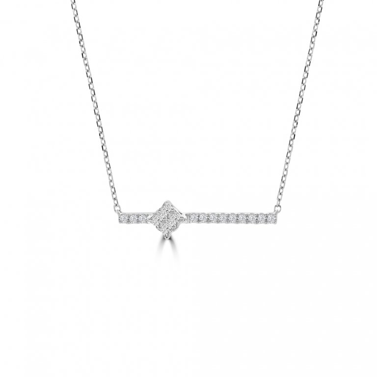 Diamond Bar Necklace in 18k White Gold