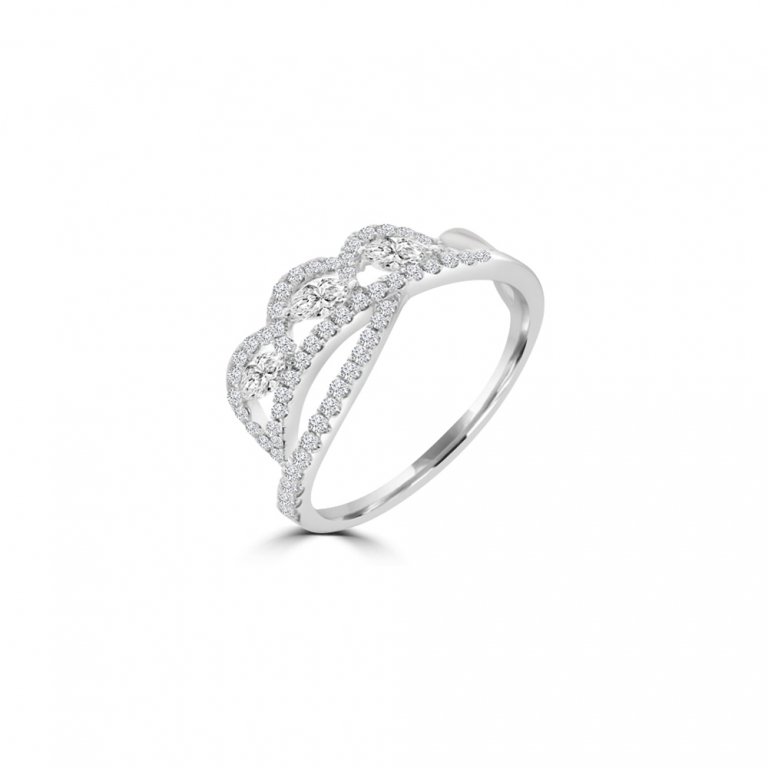Marquise Diamond Lace Ring in 18K White Gold