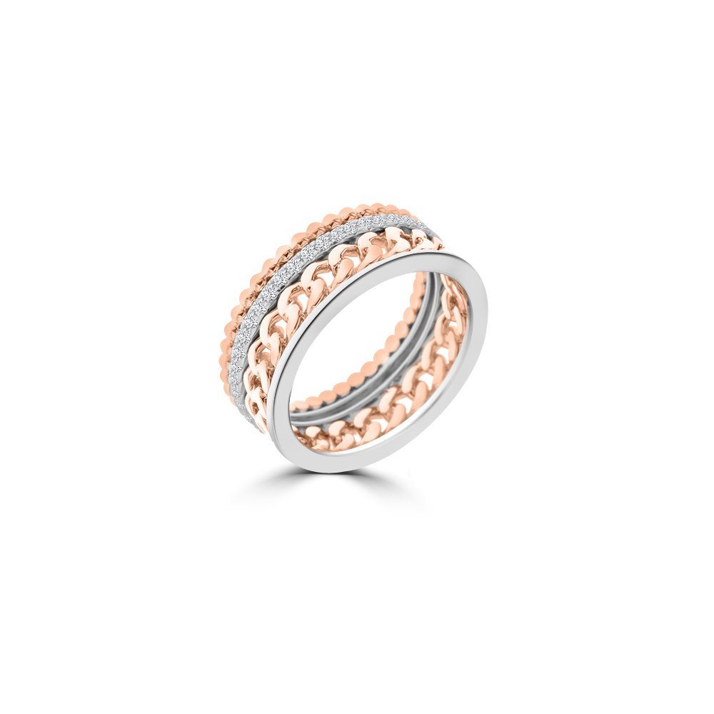 Diamond Curb Chain Eternity Ring in 18K White Gold, 18K Rose Gold,