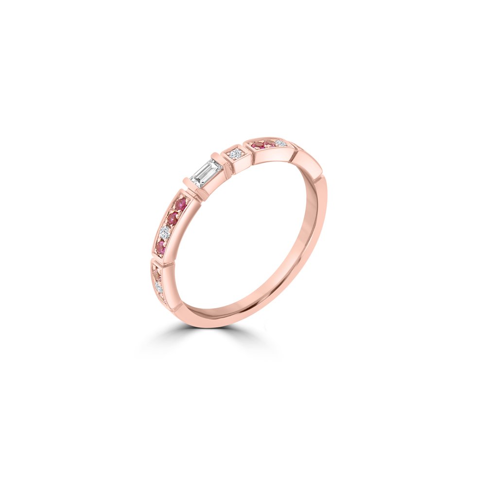 Pink Sapphire Diamond Band Ring