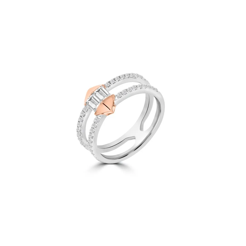 Diamond Pavé Polygon Dual Band Ring