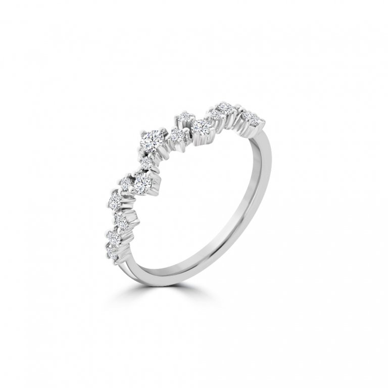 Flowing Diamond Ring in 18K White Gold