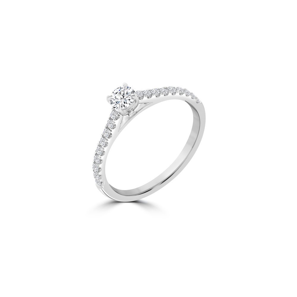 Solitaire Pavé Diamond Ring