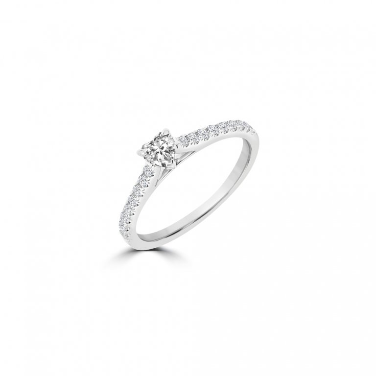 Half Eternity Heart Diamond Ring