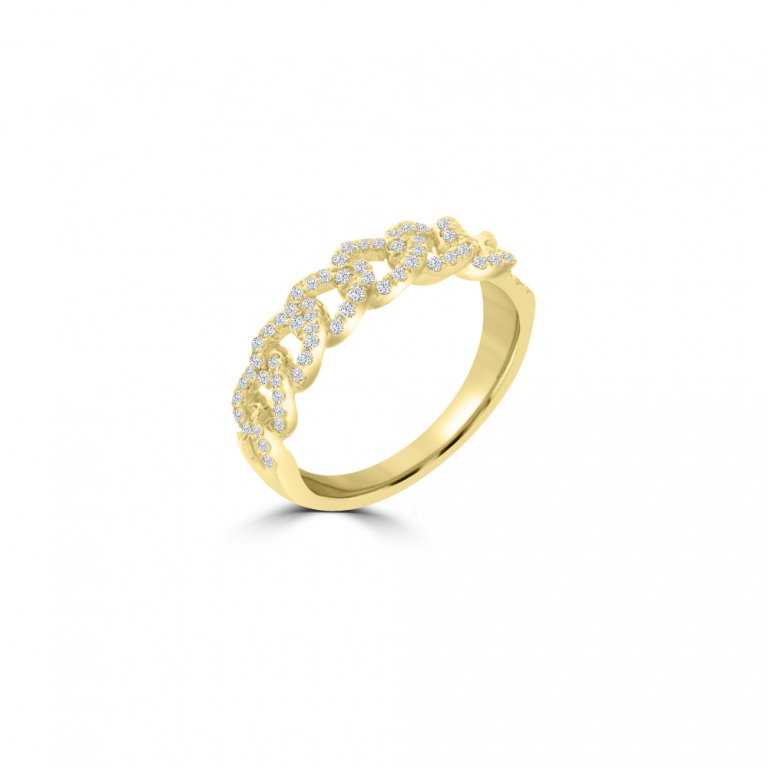 Diamond Chain Link Ring (S) in 18K Yellow Gold
