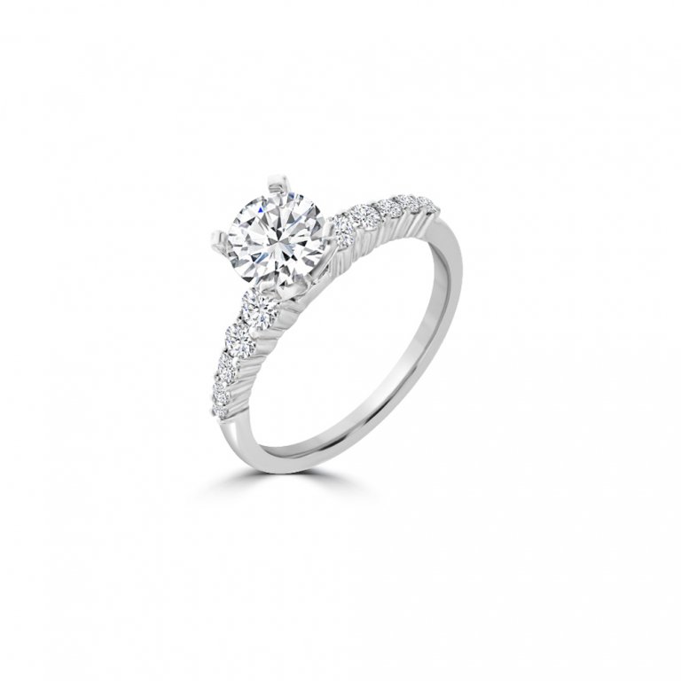 Diamond Reverse Tapered Engagement Ring in 14K White Gold