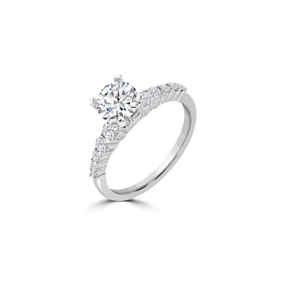 Diamond Reverse Tapered Engagement Ring in 14K White Gold