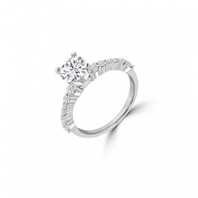 Diamond Shared Prong Engagement Ring in 14K White Gold