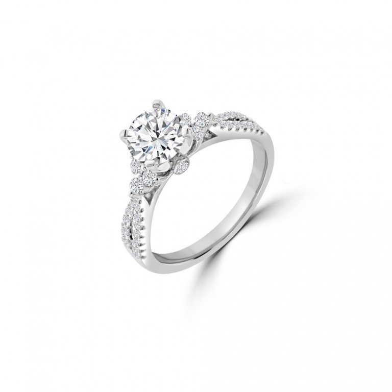 Classic Pavé Solitaire Diamond Ring