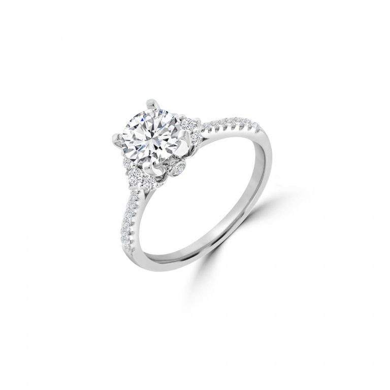Classic Pavé Solitaire Diamond Ring