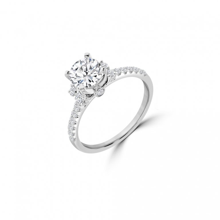 Solitaire Pavé Brilliant Round Diamond Ring
