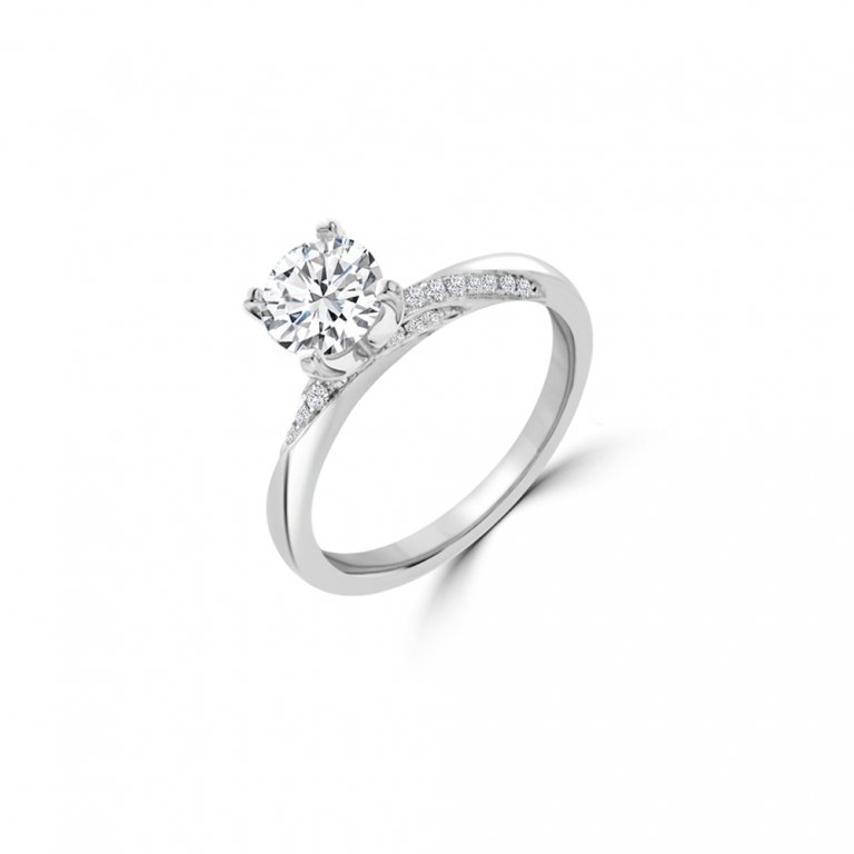 Diamond Twisted Vine Engagement Ring in 18K White Gold
