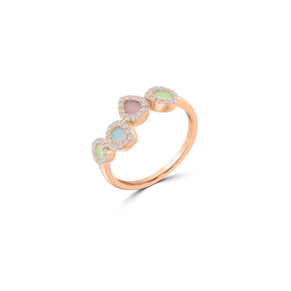Diamond Enamel Quartet Geometric Ring
