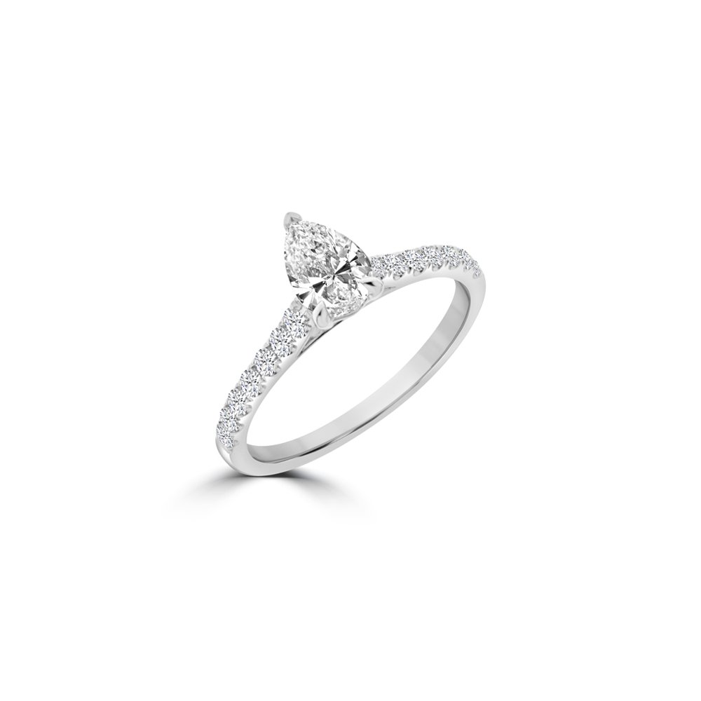 Pear Diamond Half-Eternity Solitaire Ring
