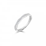 Diamond Grain Set Wave Matching Ring in 14K White Gold