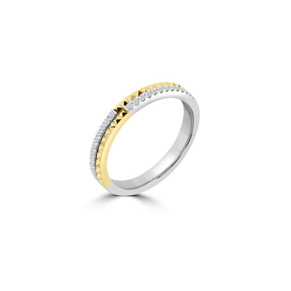 Diamond Pavé Pyramid Ring in 14K White Gold, 14K Yellow Gold
