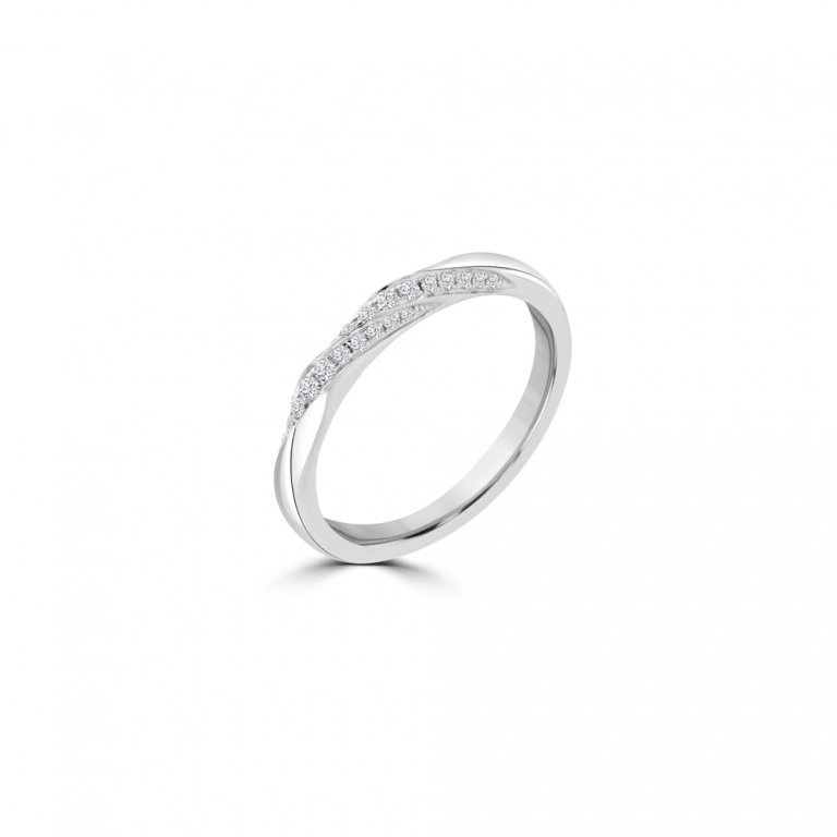 Diamond Twisted Vine Matching Ring in 18K White Gold