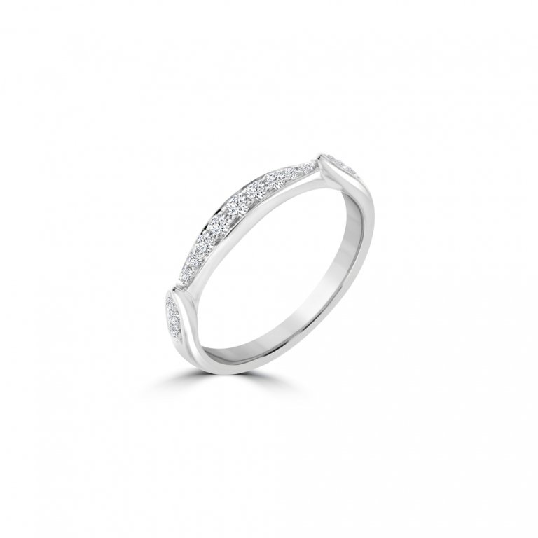 Diamond Pattern Matching Ring in 18K White Gold