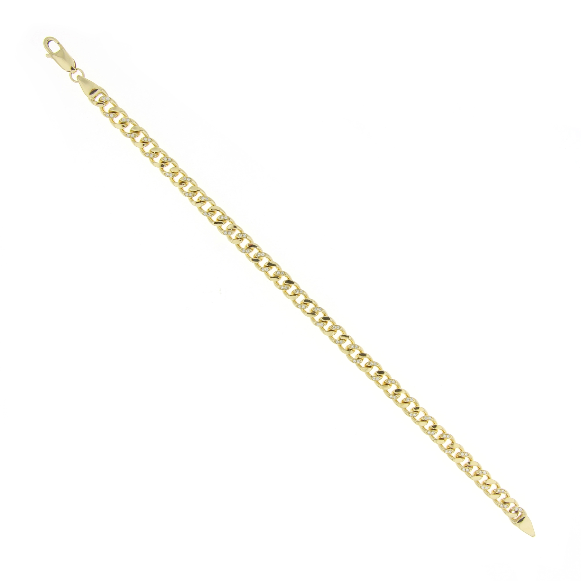 Diamond Curb Chain Bracelet in 18K Yellow Gold