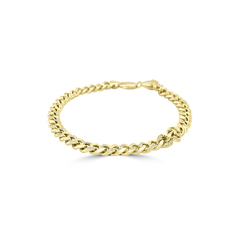 Diamond Curb Chain Bracelet in 18K Yellow Gold