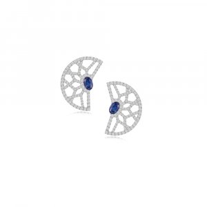 Sapphire Diamond Crescent Earrings