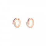 Rainbow Sapphire Diamond Huggie Earrings
