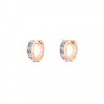 Rainbow Sapphire Diamond Huggie Earrings in 18K Rose Gold