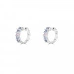 Rainbow Sapphire Diamond Huggie Earrings 18K White Gold