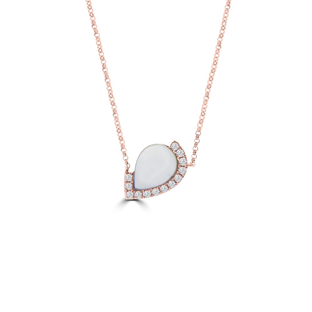 Teardrop Mother of Pearl Diamond Necklace