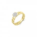 Diamond Curb Chain Ring in 18K Yellow Gold