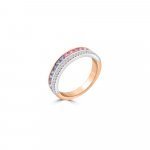 Rainbow Sapphire Diamond Ring in 18K Rose Gold, 18K White Gold