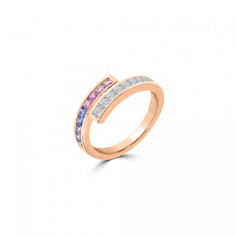 Rainbow Sapphire Diamond Ring