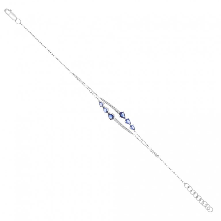 Ombré Sapphire Diamond Bracelet in 18K White Gold