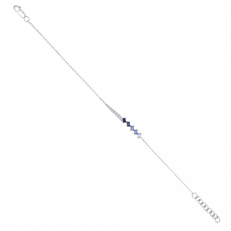 Ombré Sapphire Diamond Bracelet in 18K White Gold